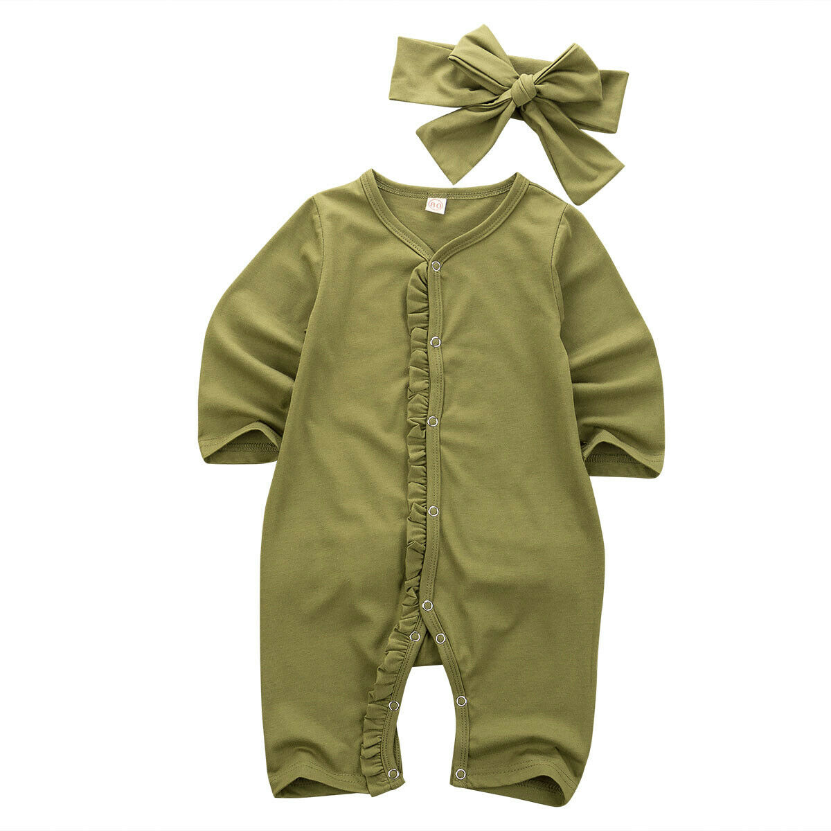 Herfst peuter babymeisje lange mouwen katoenen romper effen jumpsuit zonnepak lente-outfit: A / 3m