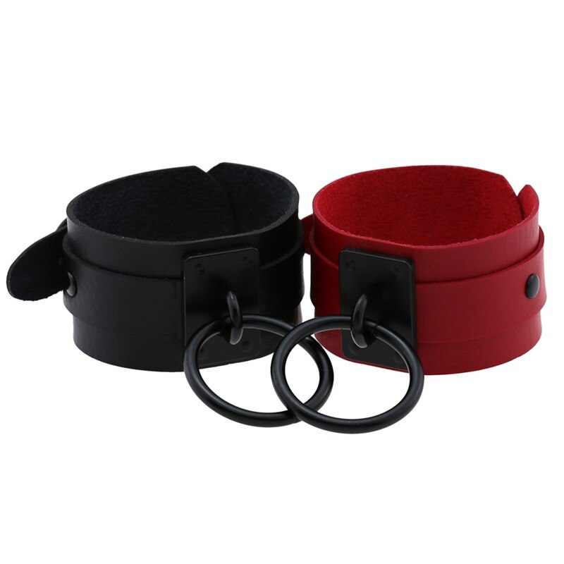 Bracelet punk rond en cuir pu, manchette gothique multicolore, pour femmes et hommes, bijoux de fête