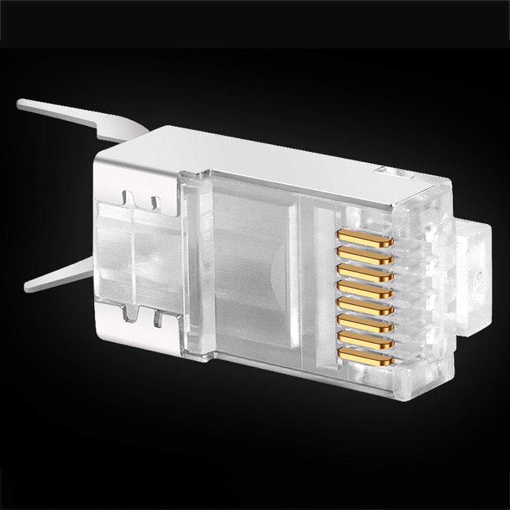 RJ45 Connector Network Cable Connector 1/10pcs Cat6a Cat7 RJ45 plug shielded FTP 8P8C Network Crimp Connectors