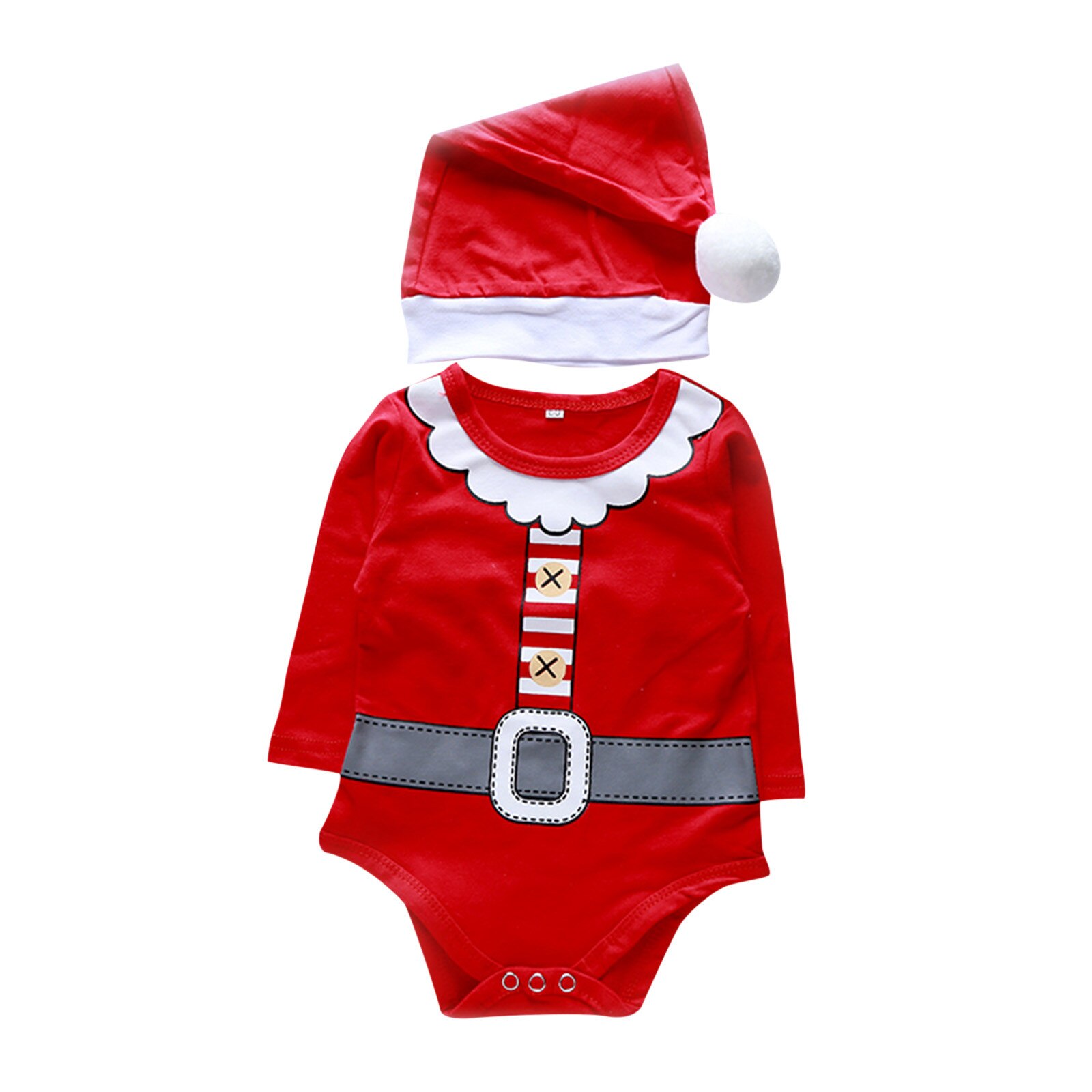 Bebê recém-nascido roupas de natal conjunto infantil da criança chapéu de natal boné macacão playsuit outfits bebê meninos meninas traje de natal ropa: E / 0-3 Months