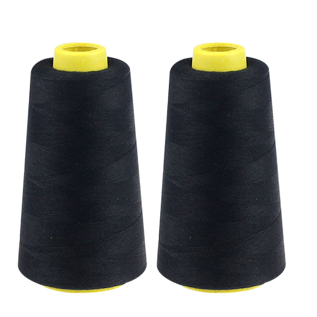 2Pcs 2300 Yards Household Thread Color Polyester Thread Clothing Sewing Thread Manual Stitching Group Knit Sewing Thread: Black 