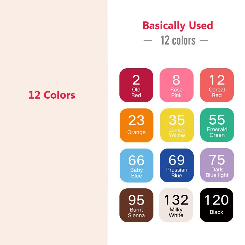 12/24/36/48/60 Colors Dual Tip Fine Liner Art Marker Pens Set Watercolor Drawing Painting Markers Pen Brush Schoo: 12 colors