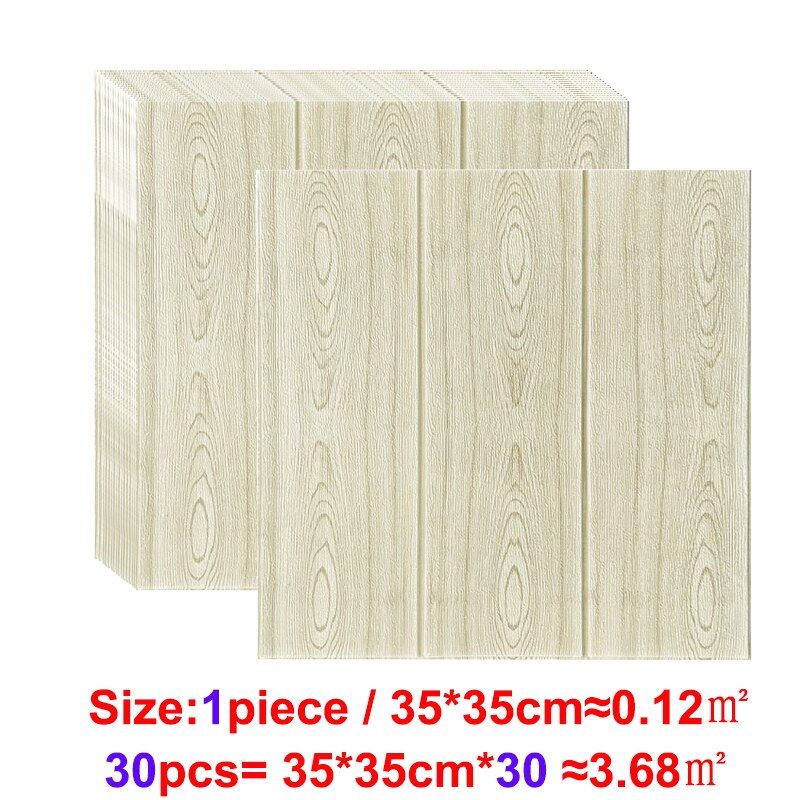 3D Self-Adhesive 35X35cm Wood Sticker DIY Waterproof Foam Wallpaper For Kids Room Kitchen Roof Ceiling Background Wall Decals