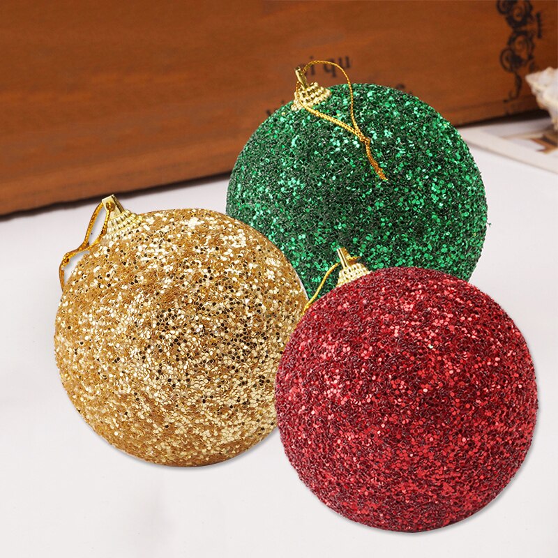 8cm Foam Balls Christmas Ornaments Ball Glitter Hang Balls Xmas Decorations Hanging Tree Pendants Year Party Ornament Decor