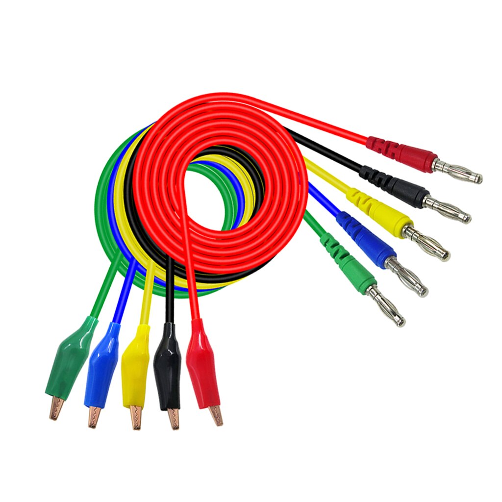 5 Pcs Elektrische Test Kabel, Banana Plug Alligator Clip-Krokodil Clips Test Jumper, Heavy Duty