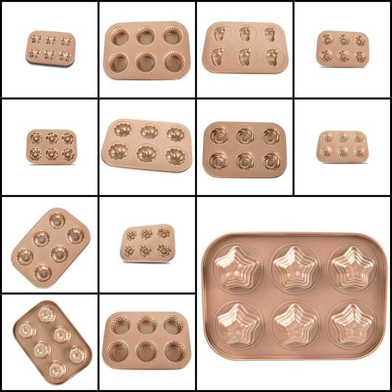 12 Stijlen Non-stick Bakpan Cakevorm Carbon Staal Release Bakken Lade Keuken Bakken Tools Thuis Chocolade cupcake Mold