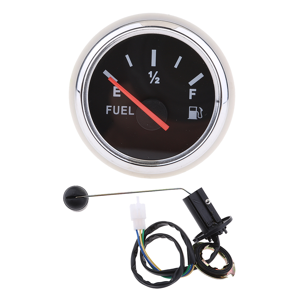 52mm Fuel Level Gauge Meter + Fuel Sensor E-1/2-F Pointer Trim Kit