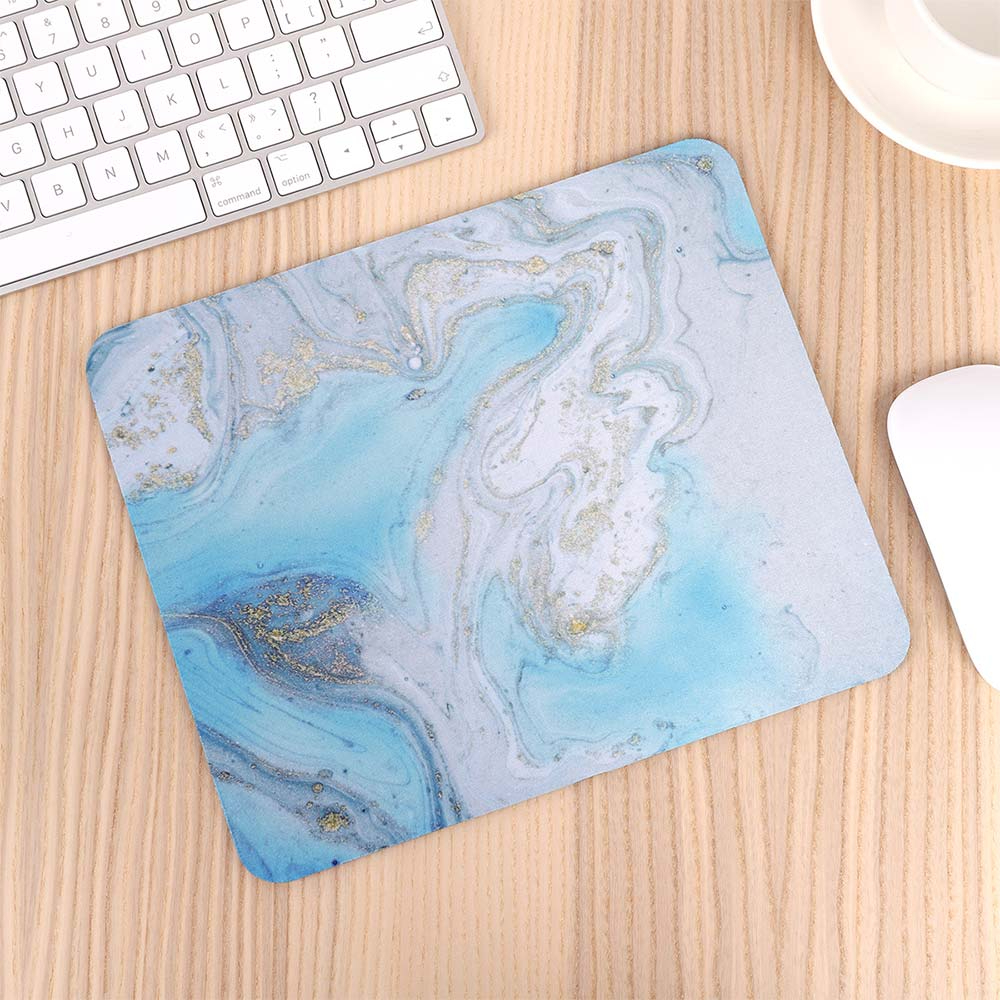 Poggiapolsi Per Mouse - Tappetino In Gel Con Supporto Ergonomic - Marmo Blu - 2