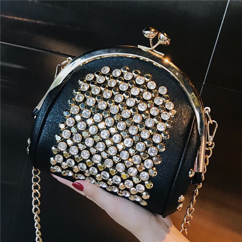 Women Bag PU Leather Diamonds Shoulder Bag Chain Shell Messenger Bag Female Tote Crossbody Bags For Girls BG41 Q4