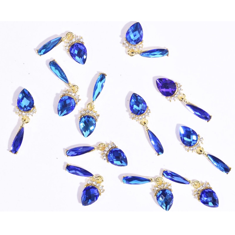 10-16mm 10pcs Zircon Nail Charms Pierced Fingernail Jewelry 14 Styles of Charms Pearl L-Long Reusable nail nail charms