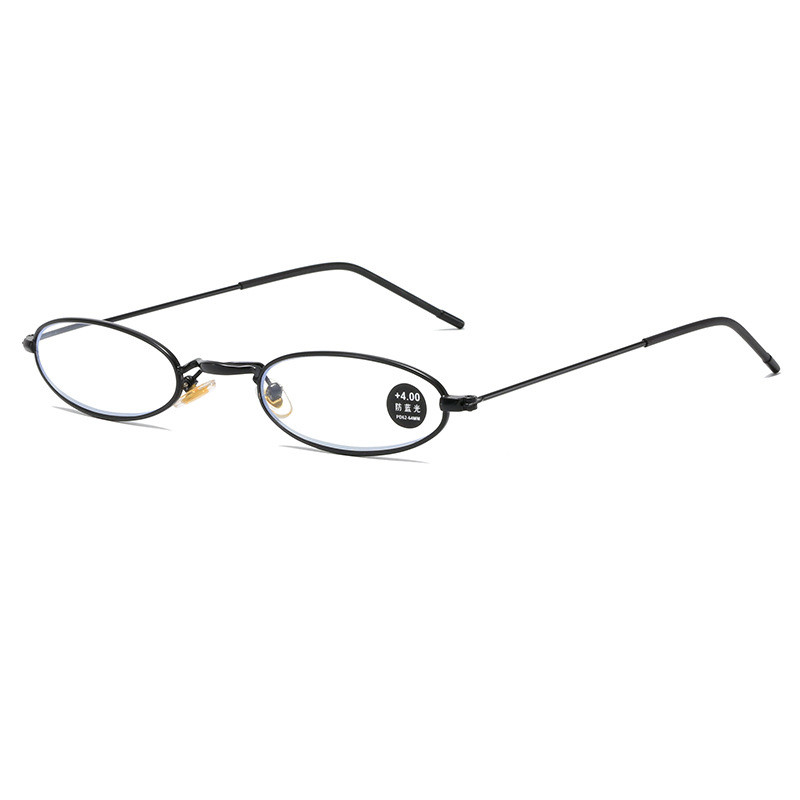 Zilead, gafas de lectura de Metal con montura ovalada pequeña, gafas de lectura antiluz azul para hombres y mujeres, gafas ultraligeras para presbicia, Unisex: Negro / +100