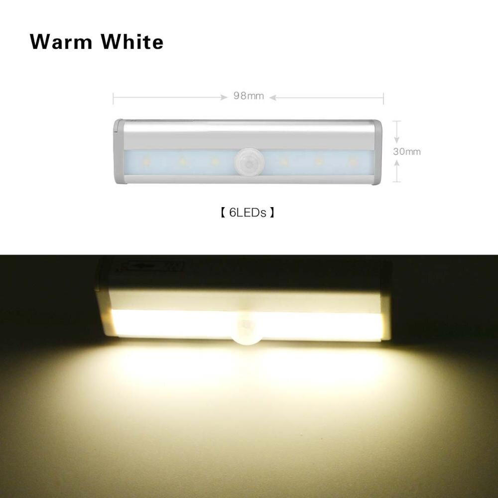 Aaa batteri ledet spejl lys 98mm 190mm toiletbord forfængelighed lys bevægelsessensor skifte makeup lampe: 6 leds varm hvid