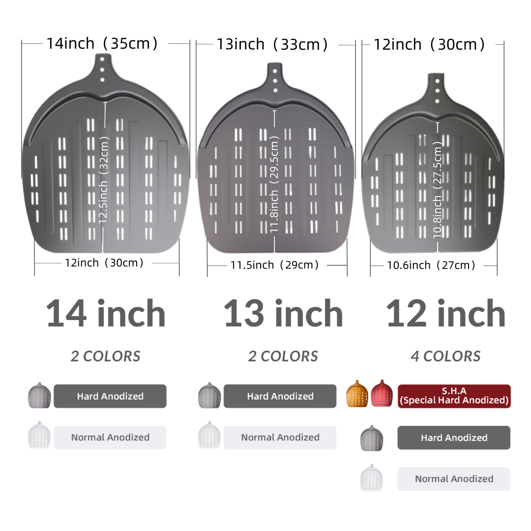 12 13 14 & 7 Inch Pizza Schil Lange Steel Draaien Peddel Aluminium Pizza Turner Bakken Tool Geperforeerde Keuken accessoires