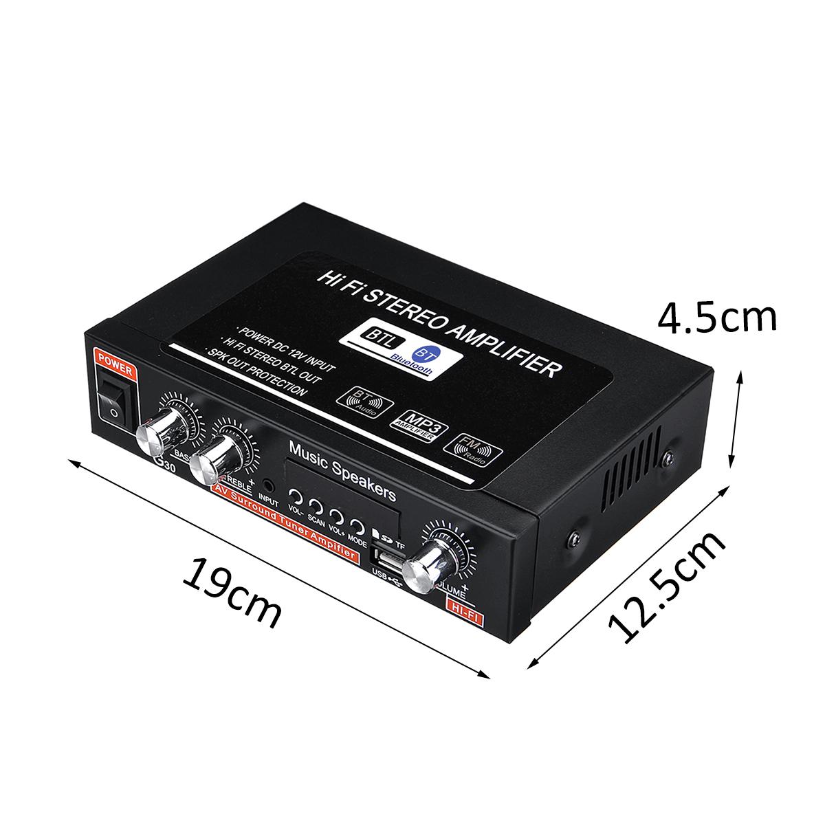 12V 220V 2-channel HiFi Stereo Audio Car Amplifier Car Audio bluetooth 2 Channel Digital Powerful Car Amplifier for Subwoofer