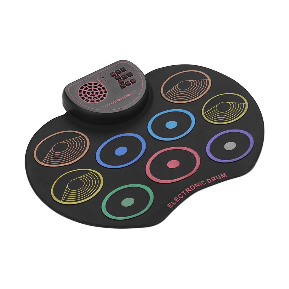 Portable Electronic Drum Set USB Roll Up Drum Pad Kit 9 Drumpads with Sticks and Foot Pedals Digital Percussion Instruments