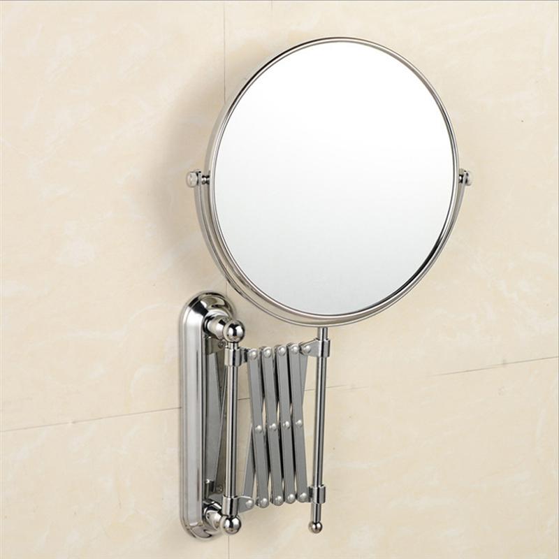 Espejo de pared redondo de aumento de 6 pulgadas 3X espejo de baño retráctil de dos lados espejo de maquillaje giratorio de 360 grados