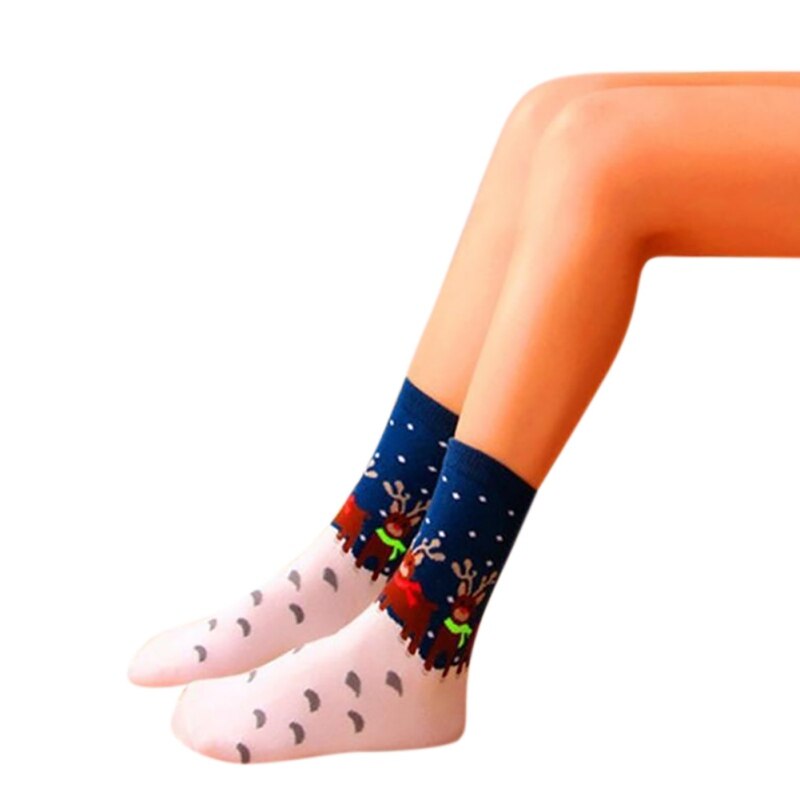 Christmas Socks Cotton Knit Crew Warm Socks For Girls Winter Novelty Christmas: C