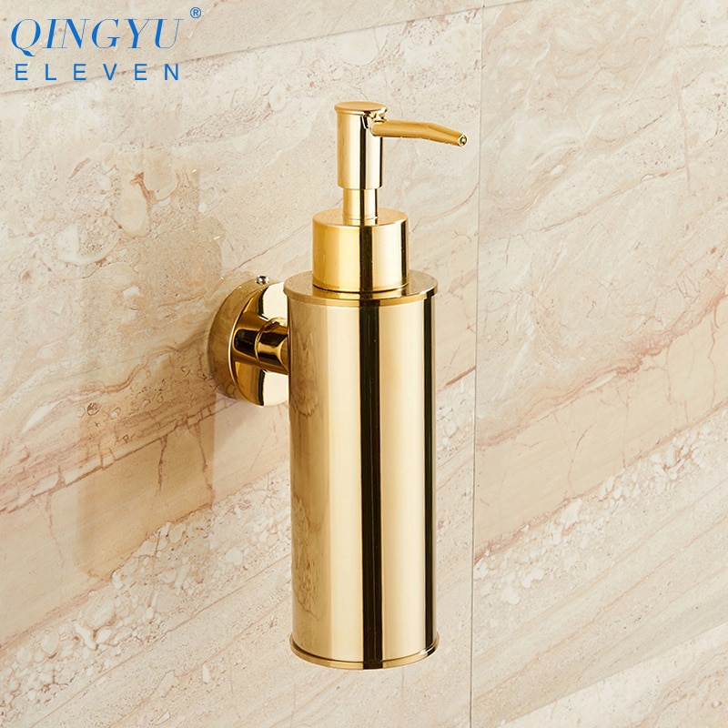 Qingyu elleve flydende sæbedispenser guld 304 rustfrit stål sæbedispenser vægmonteret badeværelse håndvask sæbedispenser
