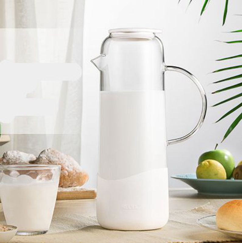 Glas Krug mit Deckel Obst Infusion Eis Tee Krug Heißer Kalten Wasser Borosilikatglas krug Wärme Beständig glas BPA freies: 1.38L Weiß Krug