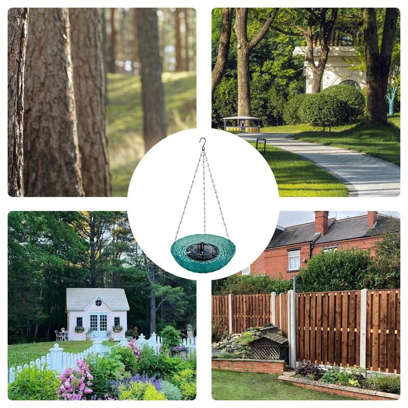 Solar Bird Bath Hangable Bird Bath Tray Solar Hummingbird Fountain Bath Bubbler Balcony Bird Bath Bowl For Terrace Courtyard