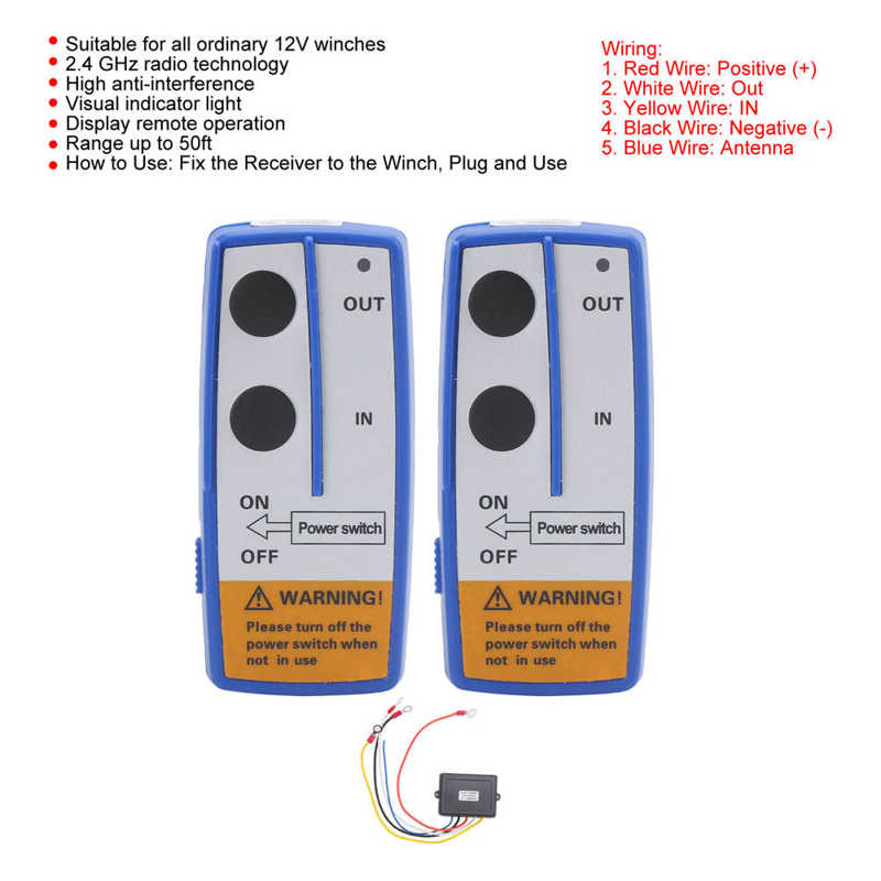 12V 50ft Wireless Remote Controller Hand-Hold Forward Reverse Console Fit for Truck ATV 2.4 GHz Remote Controller
