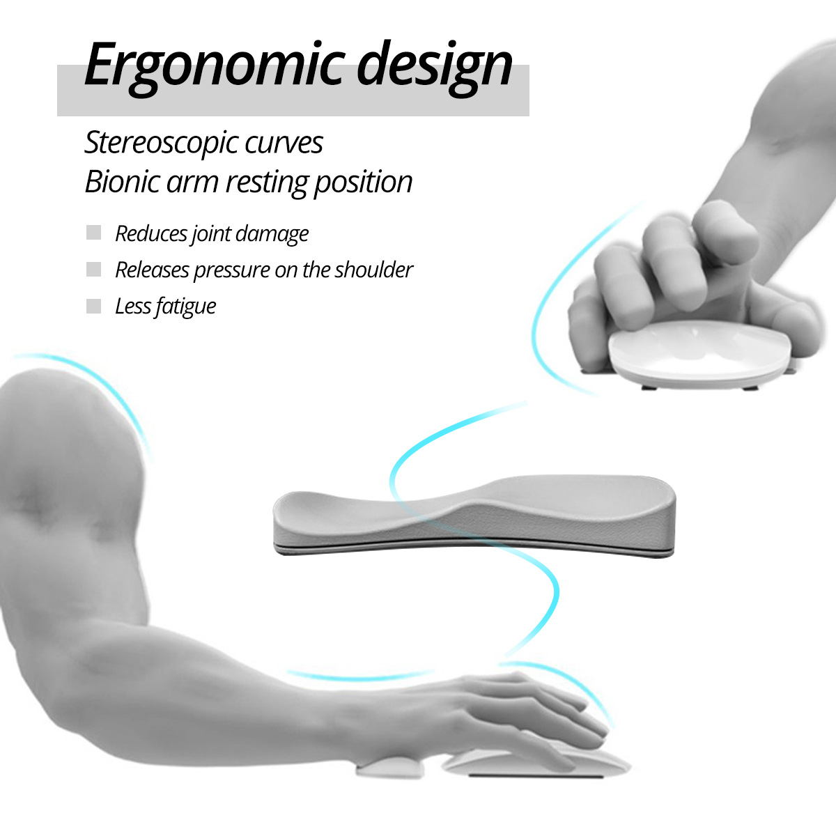 Polssteun voor muis, ergonomisch polskussen van traagschuim, comfortabele polssteun voor computermuis voor op kantoor of thuis.