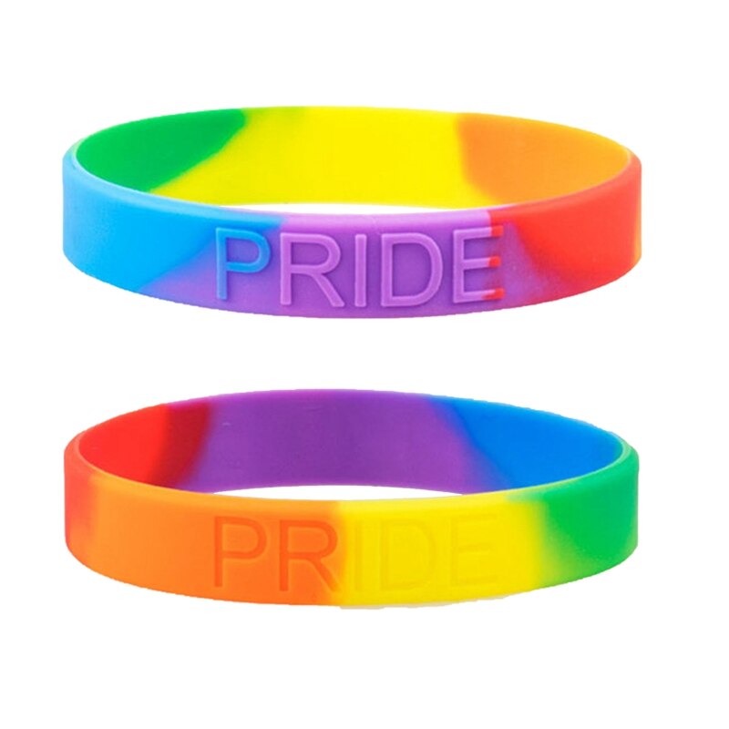 Pulsera de silicona multicolor para orgullo Gay, brazalete de goma multicapa, joyería