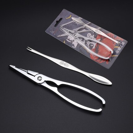XMT-HOME Seafood tool crab cracker scissors fork shrimp peeler seafood set kitchen gadgets 1set: 3pcs B