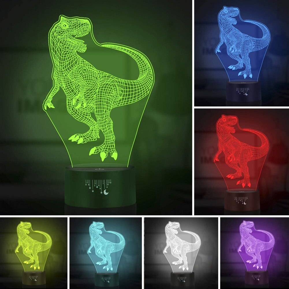 Dinosaurus Serie 3D Nachtlampje Led Afstandsbediening Kleurrijke Touch Tafellamp Creatieve Dinosaurus Bedlampje Tafellamp
