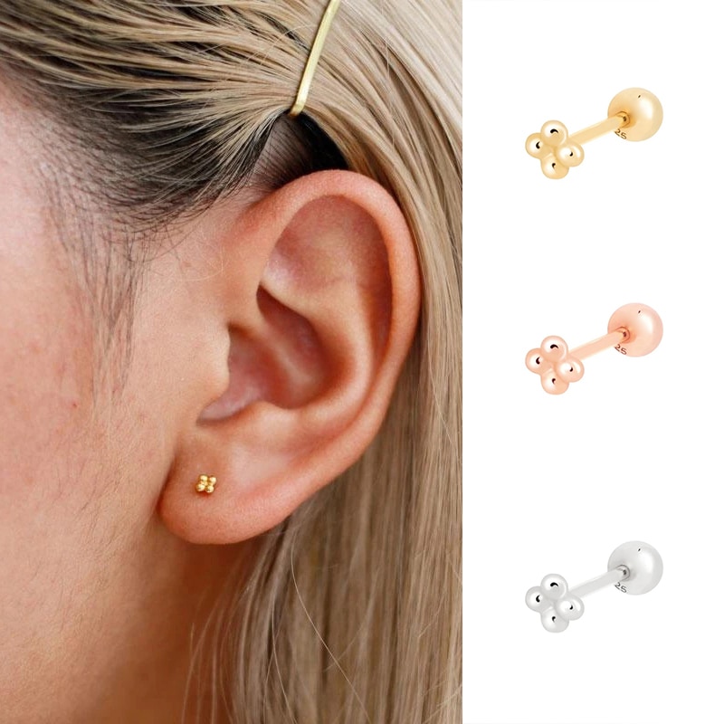 Pendientes De tuerca para Mujer, De oro y plata De ley 925, bola De hilo, Aretes Kolczyki, Aretes, joyería