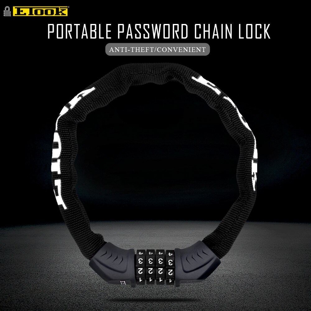 Etook Chain lock Lock Scooter Bike Mini Short 45CM Cafe Lock Portable Password Digital Chain For Road Bike MTB ET355-S