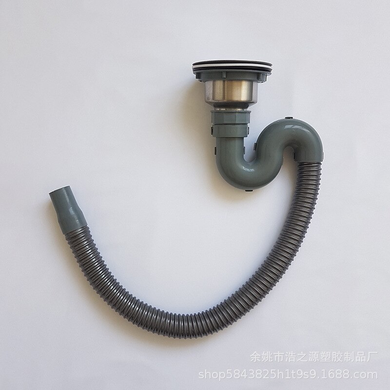 S-Shaped Single Steel Sewer Kitchen Washing Basin Drainer with Overflow Deodorizing Anti-Blocking Stainless Steel Sink Sewer