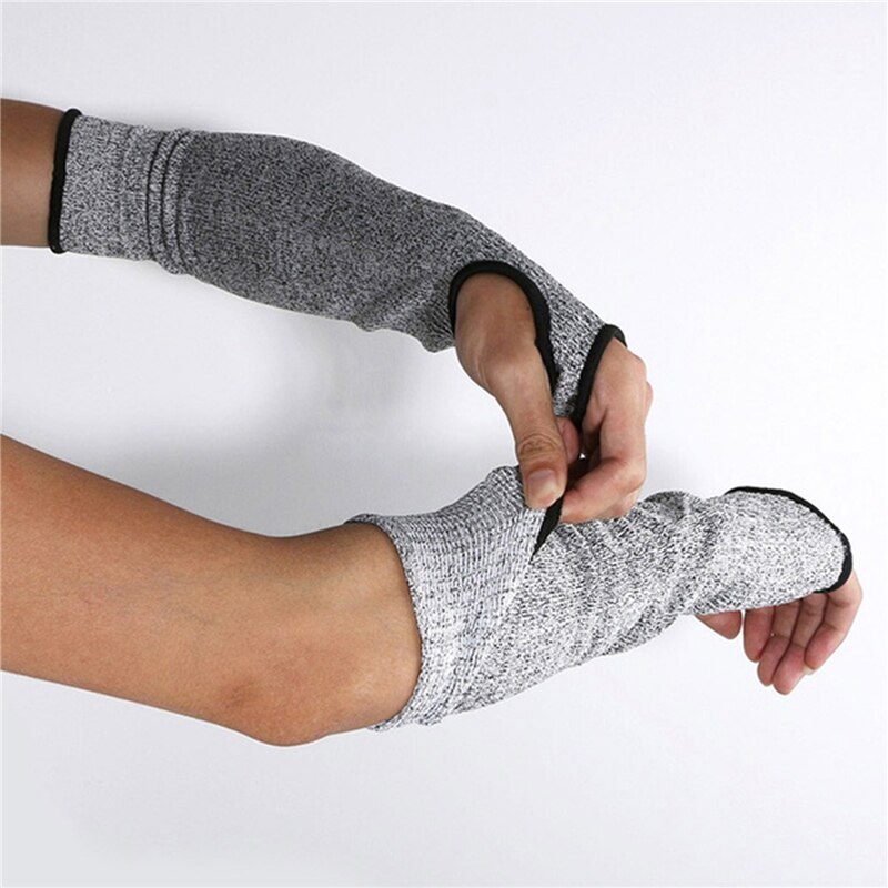 1Pc Level 5 HPPE Cut Resistant Anti-Puncture Work Protection Arm Sleeve Cover: Thumb opening 20cm