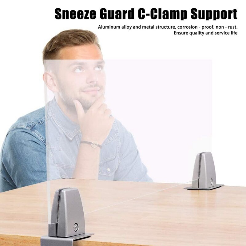 Sneeze Guard Clamp Bracket Desk Partition Clamp for 1/8Inch to 1Inch Thick Acrylic Panels Adjustable C Shape Clamp