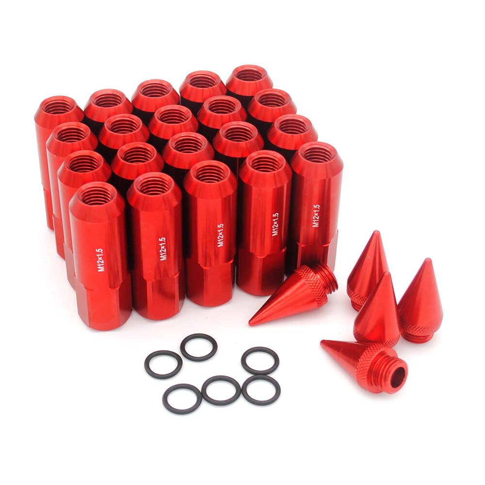 20 Pcs / Set M12X1.5 90mm Wheel Tire Rim Lug Nuts Aluminum Extended Tuner with Pointed Spike Cool Look Fit Most Cars