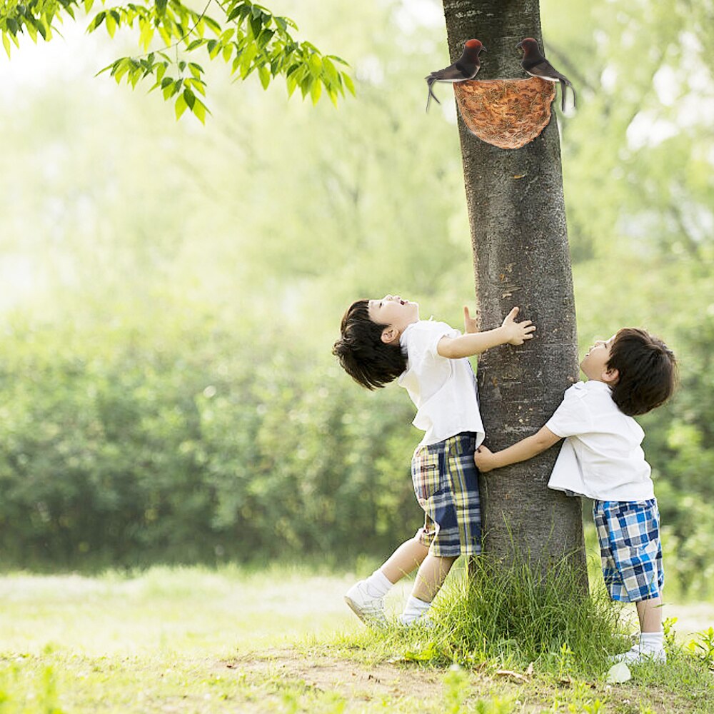 1 Set Artificial Bird Nest Decor Bird Nest Adornment with Simulation Swallows