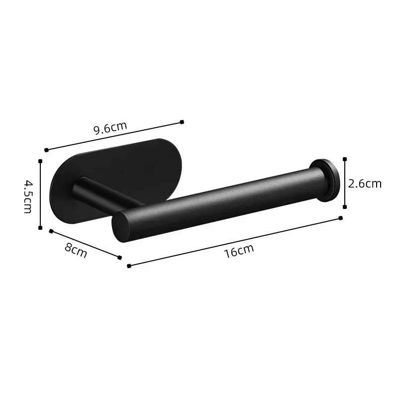 1pc toiletrulleholdere i rustfrit stål, selvklæbende, sort finish, nem installation, ingen skrue: Krom