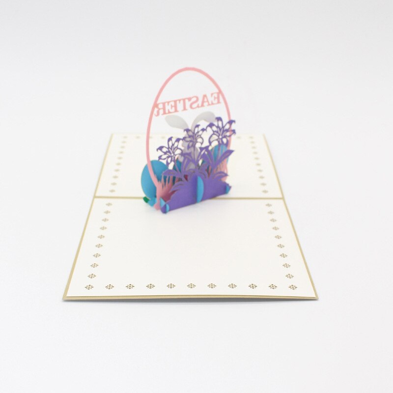 3D Handmade Carving Cartoon Rabbit Happy Easter Eggs Paper Greeting Cards PostCard Children Kids Friend
