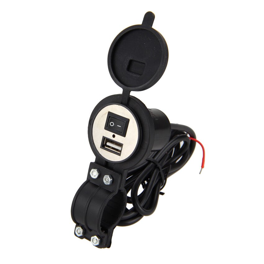 Waterproof USB Motorcycle Mobile Phone Power Supply Charger Port Socket 12V Black Motorcycle Accessories