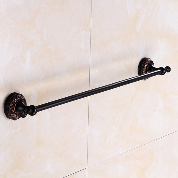 Messing Badkamer Accessoires Set Zwart Gepolijst Robe Haken Zeepbakje Toiletborstel Houders Wc Ringen Asbak Tissue Mand: Towel Holder Single