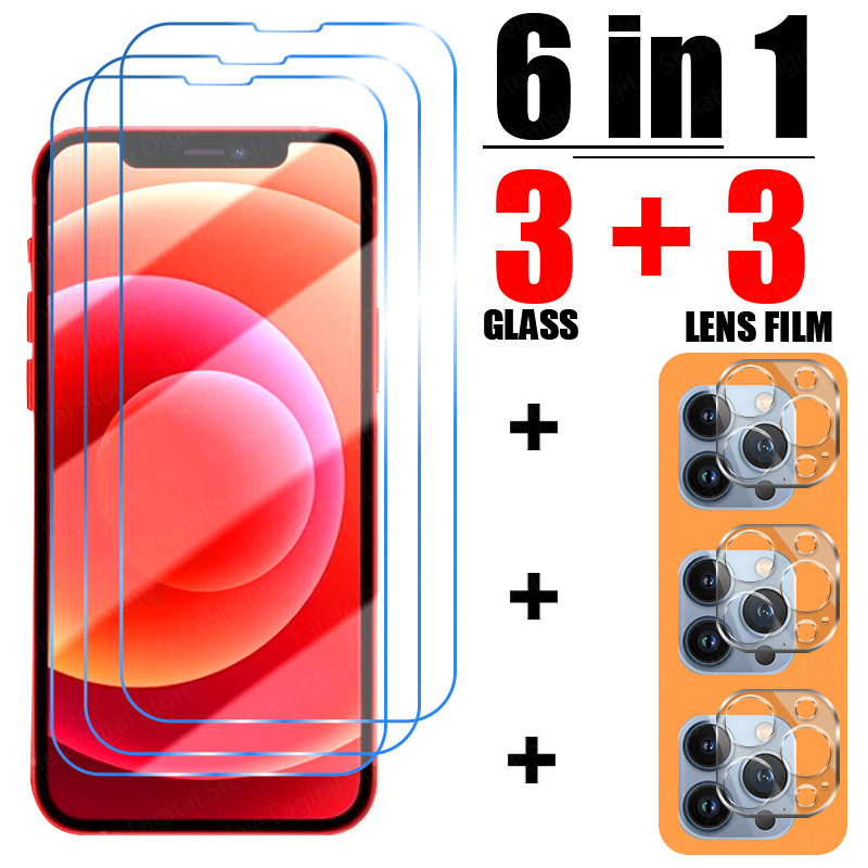 6in1 Tempered Glass for iPhone 11 12 13 14 Pro XR XS Max Camera Screen Protector for iPhone 12 Pro Max Mini 7 8 6 6S Plus Glass