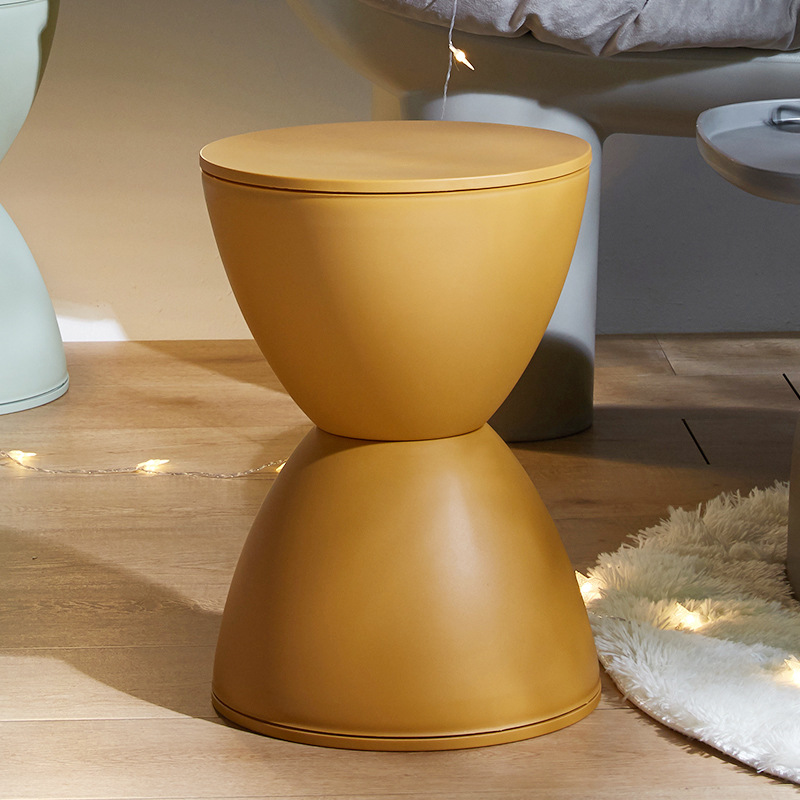 Taburete bajo nórdico para sala de estar, taburete circular y moderno de ocio para el hogar, simple y grueso, cambio de zapatos para el hogar, taburete de comedor para niños: Verde militar