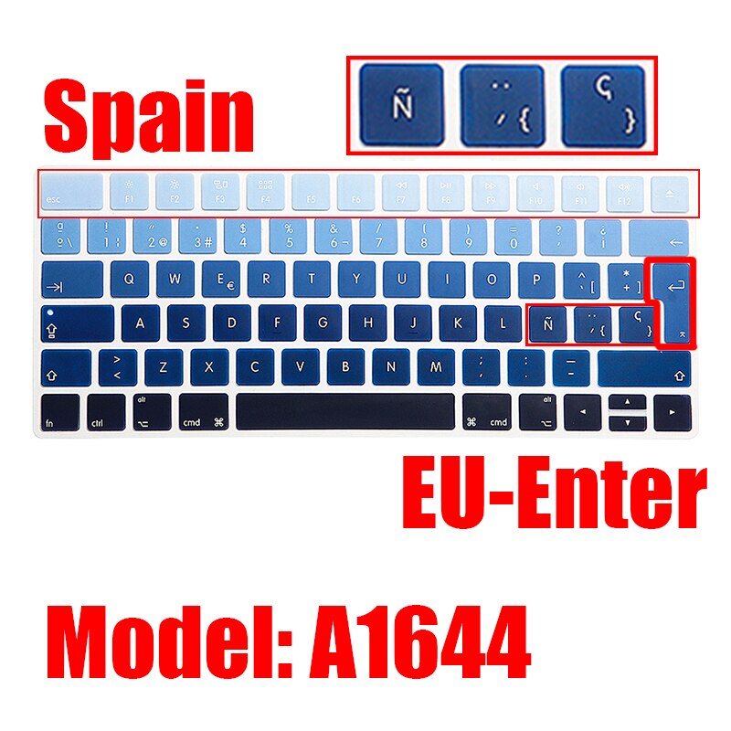 Spain Language Magic Keyboard Cover Silicone Skin Protective Film For Apple Magic Keyboard2 A1644 EU IMAC Keyboard Case: EU-Enter blue