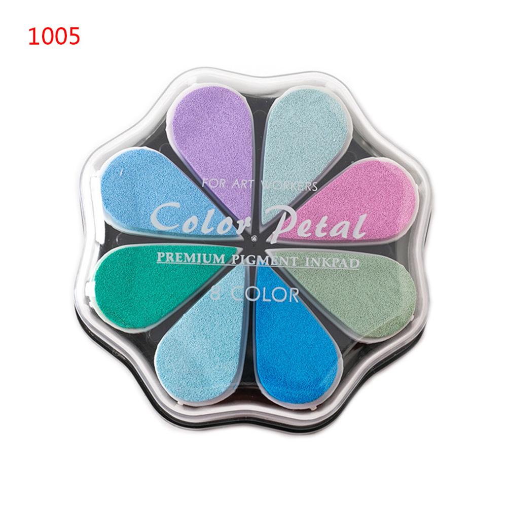 Cute 8 Colors Water Petal Ink Pad Stamp DIY Finger Painting Craft Kids Student Stationeries: 1005