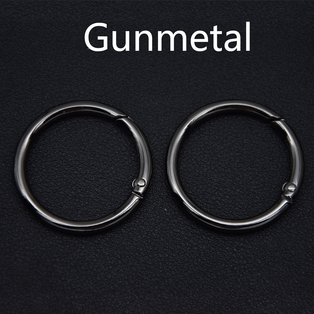 5pcs Metal O Ring Spring Clasps for DIY Jewelry Openable Round Carabiner Keychain Bag Clips: M / black