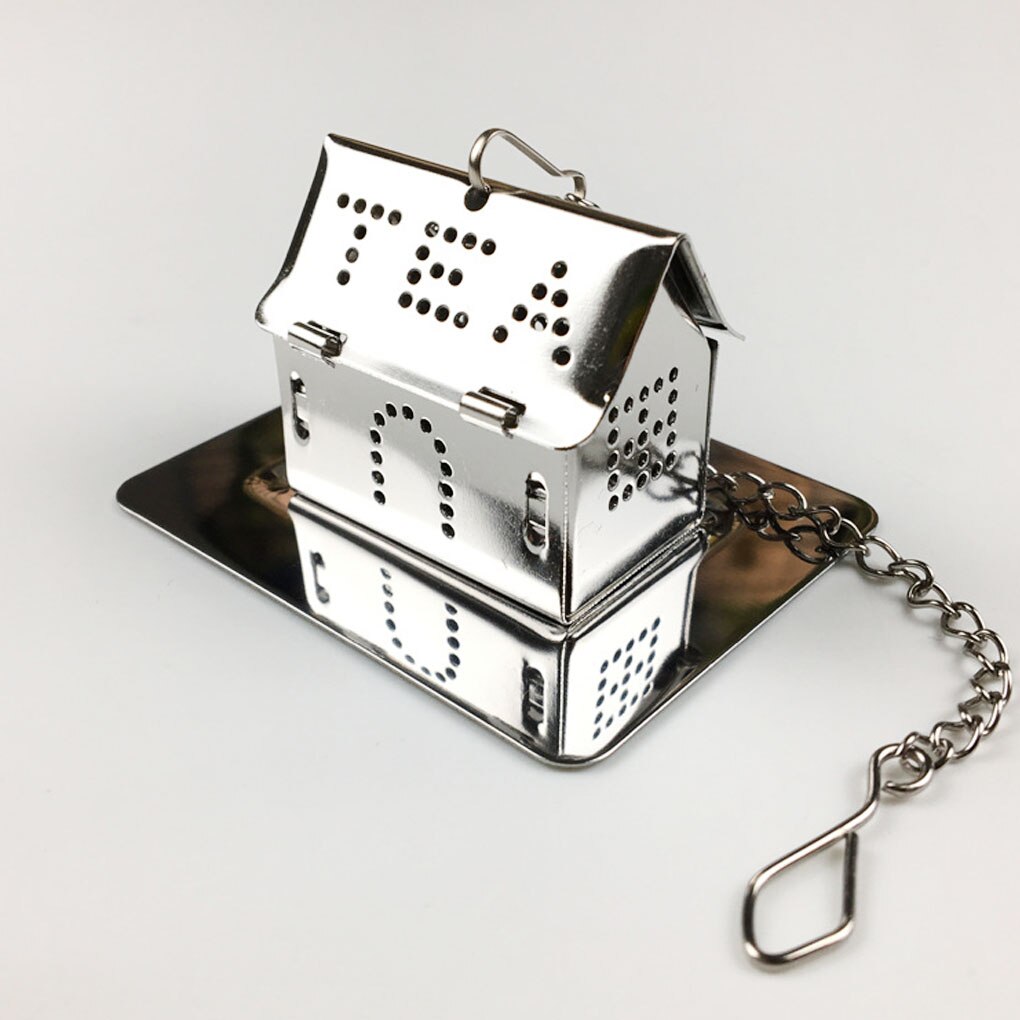 Teapot Shape Loose Tea Infuser Stainless Steel Leaf Tea Maker Strainer with Chain Drip Tray Herbal Spice Filter