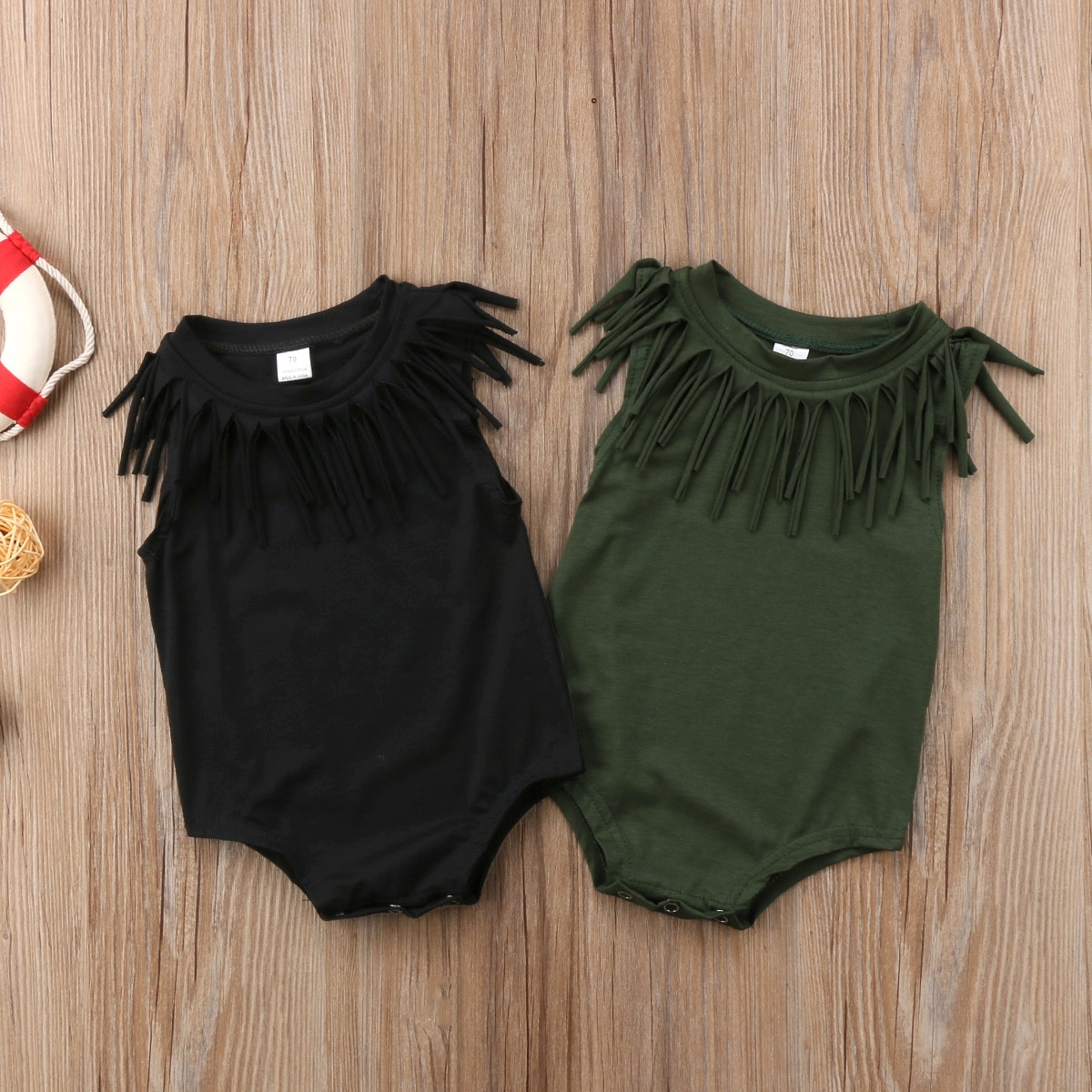 Baby Girls Boy Cute Sleeveless Toddler Black Green Tassel Clothes Jumpsuit Bodysuit Casual Novelty Summer Outfits