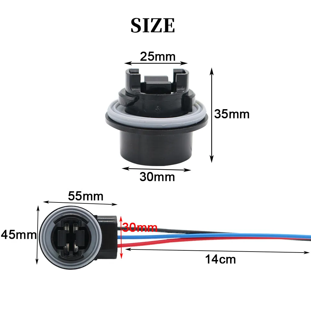2X T25 3156 P27W 3157 P27/7W Female Socket Car Lamp Lights Adapter Extension Connector Plug Bulb Holder LED Socket Adaptor