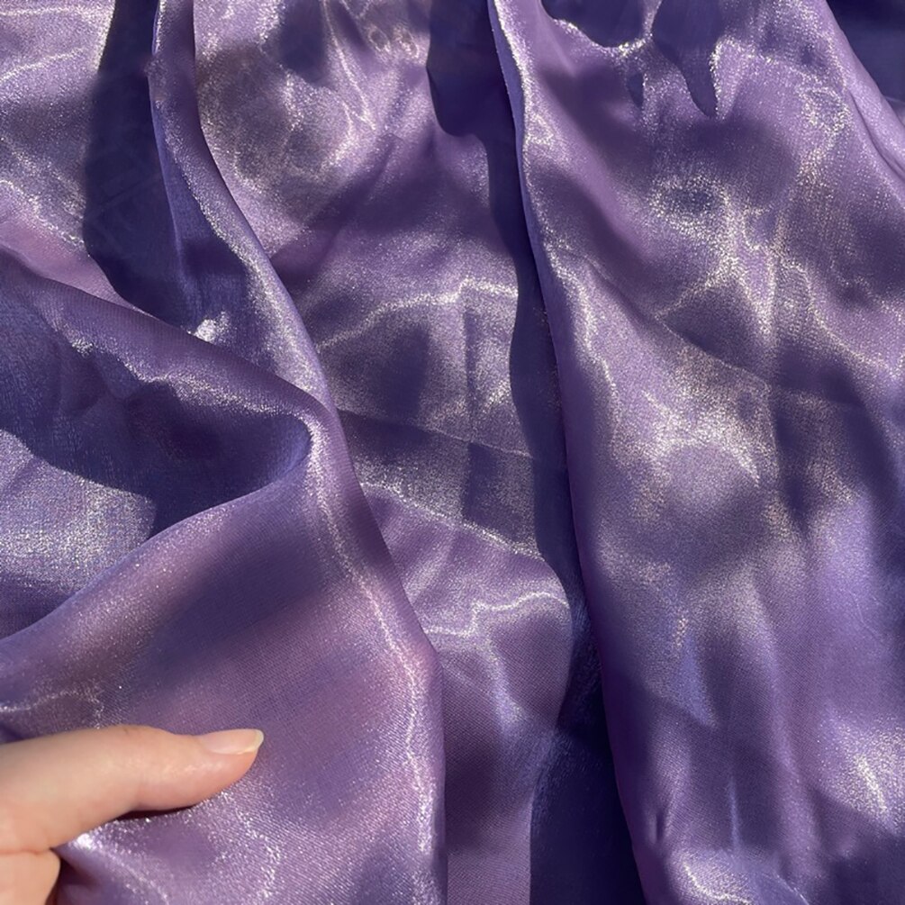 Kolorowa jednokolorowa tkanina z organzy przędzy sukienka Organza suknia ślubna tkanina do szycia Diy 50cm x 150cm: 12