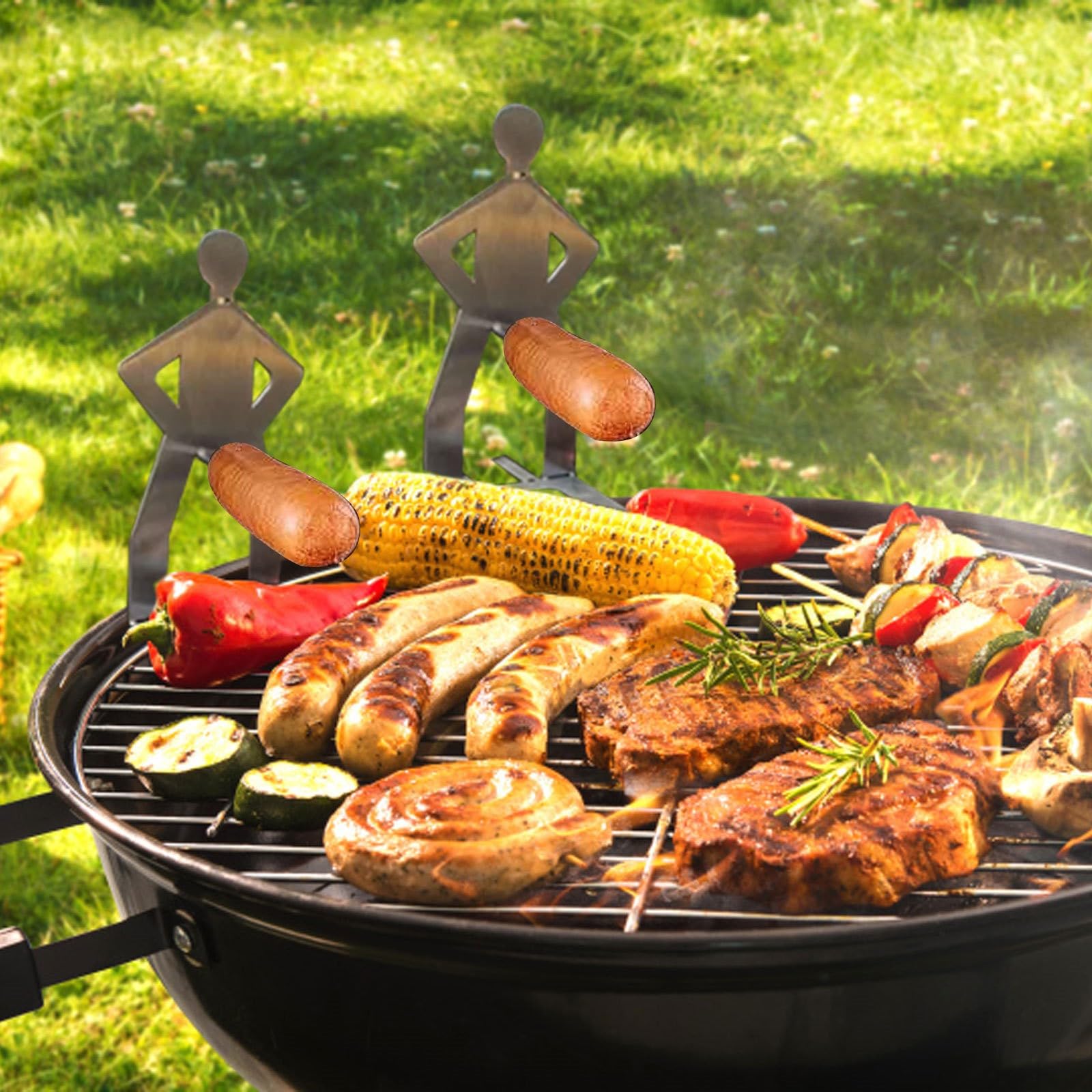 Morsom hundestekerholder stående mann komfyrkurv vindstativ grilltilbehør til menn camping og nyhetsfest